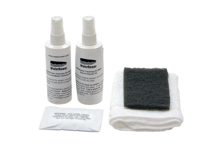 WaterRower Wooden Dual Rail Cleaning Kit on white background