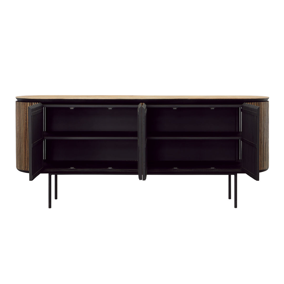 Darby Teak and Metal Sideboard, open door view