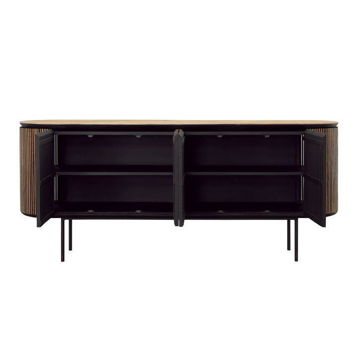 Darby Teak and Metal Sideboard, open door view