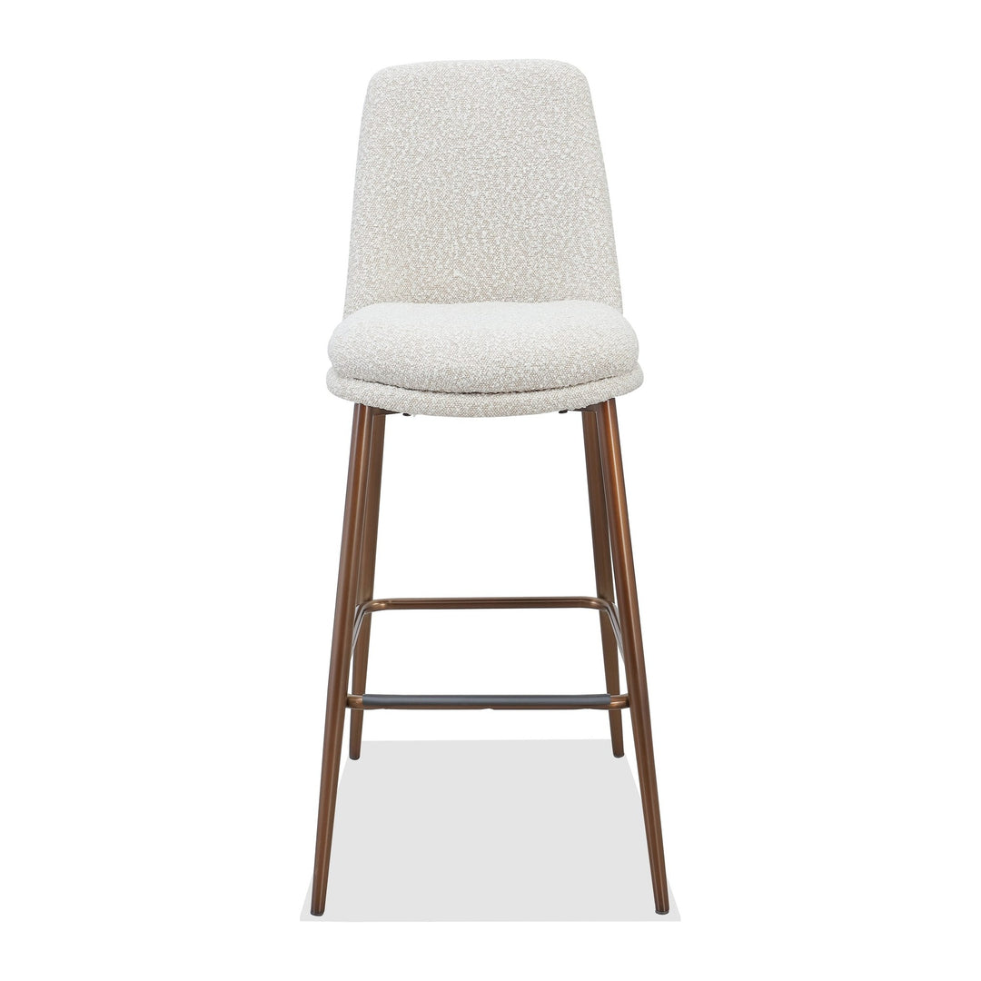 Wyatt Upholstered Bar Stool by Modus in Ricotta Boucle and Bronze Metal — product view on a white background