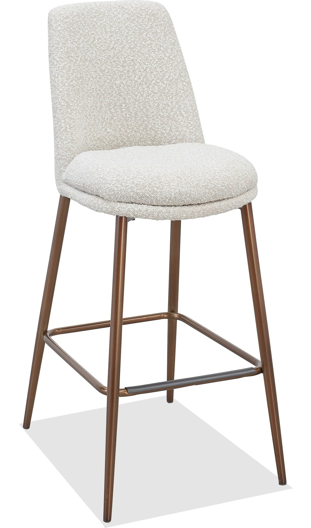 Wyatt Upholstered Bar Stool in Ricotta Boucle and Bronze Metal — product view on a white background