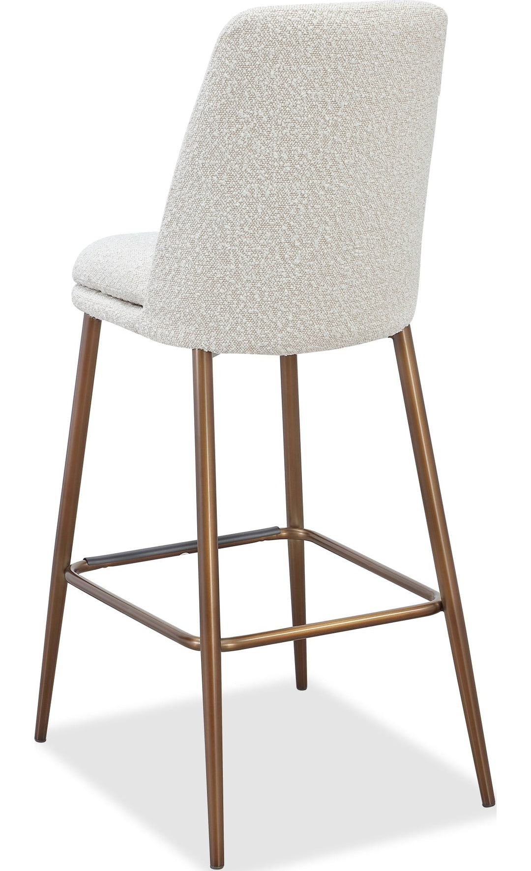 Wyatt Upholstered Bar Stool in Ricotta Boucle and Bronze Metal — product view on a white background