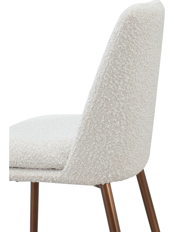 Wyatt Upholstered Bar Stool in Ricotta Boucle and Bronze Metal — product view on a white background
