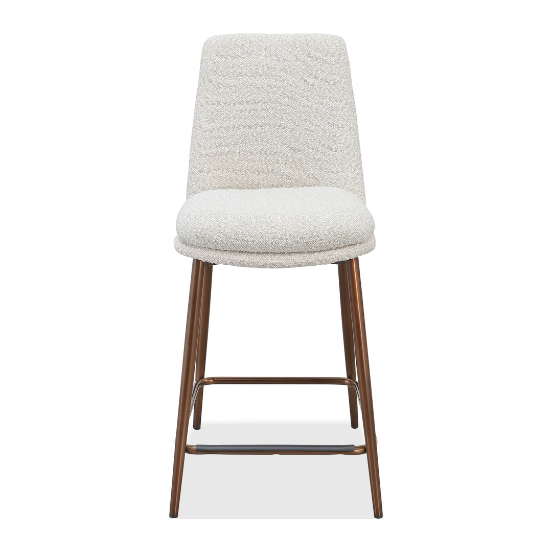 Wyatt Upholstered Counter Stool by Modus in Ricotta Boucle and Bronze Metal — product view on a white background