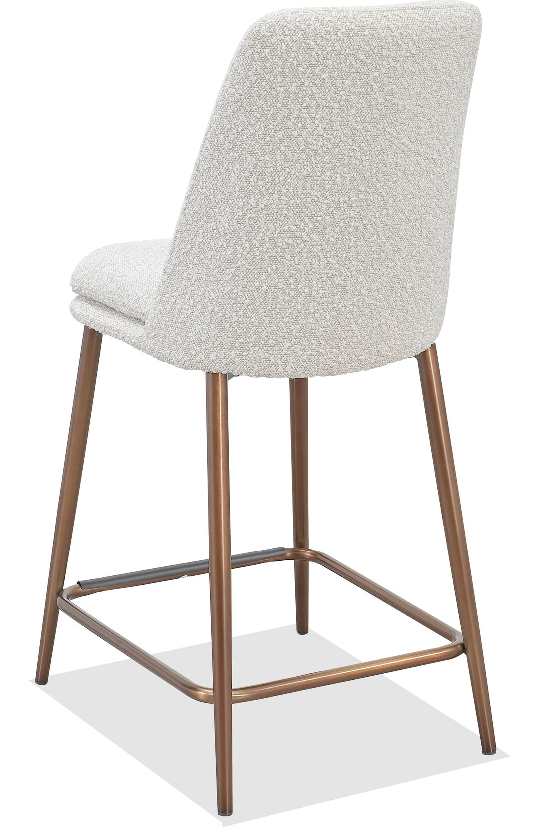 Wyatt Upholstered Counter Stool in Ricotta Boucle and Bronze Metal — product view on a white background
