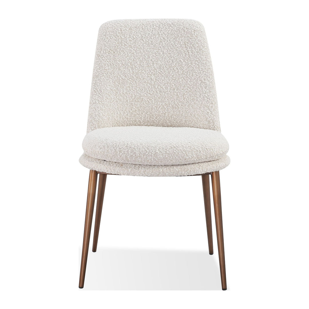 Wyatt Upholstered Dining Chair by Modus in Ricotta Boucle and Bronze Metal — product view on a white background