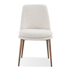 Wyatt Upholstered Dining Chair by Modus in Ricotta Boucle and Bronze Metal — product view on a white background