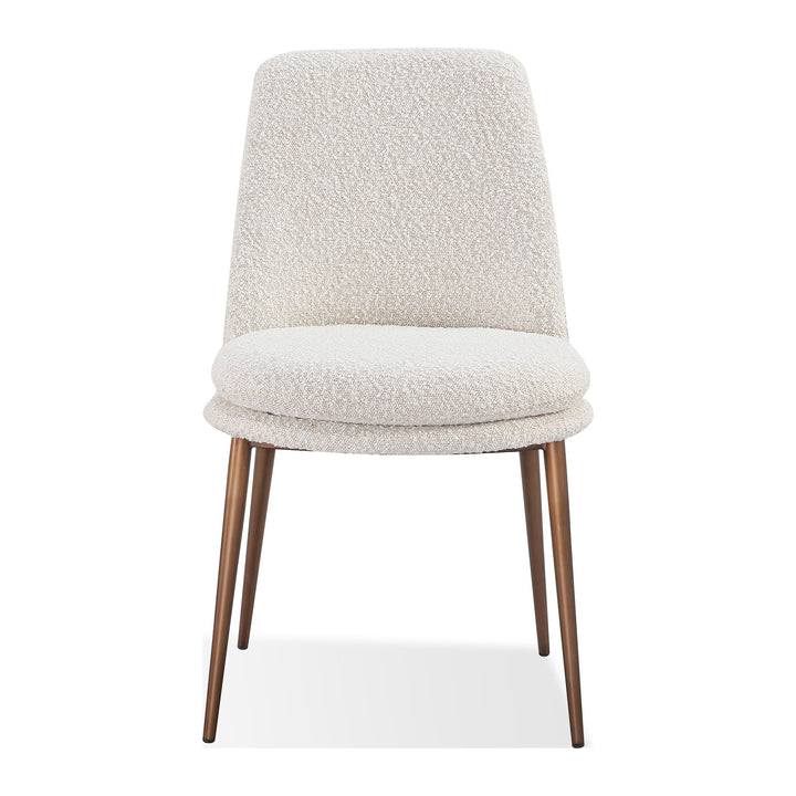 Wyatt Upholstered Dining Chair by Modus in Ricotta Boucle and Bronze Metal — product view on a white background