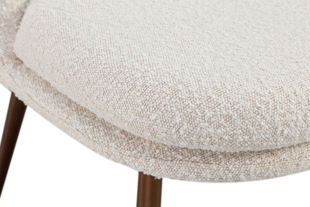 Wyatt Upholstered Dining Chair in Ricotta Boucle and Bronze Metal — lifestyle photo