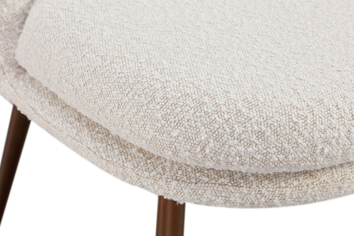 Wyatt Upholstered Dining Chair in Ricotta Boucle and Bronze Metal — lifestyle photo