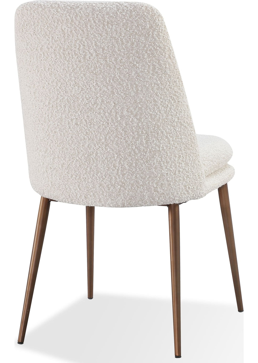 Wyatt Upholstered Dining Chair in Ricotta Boucle and Bronze Metal — product view on a white background