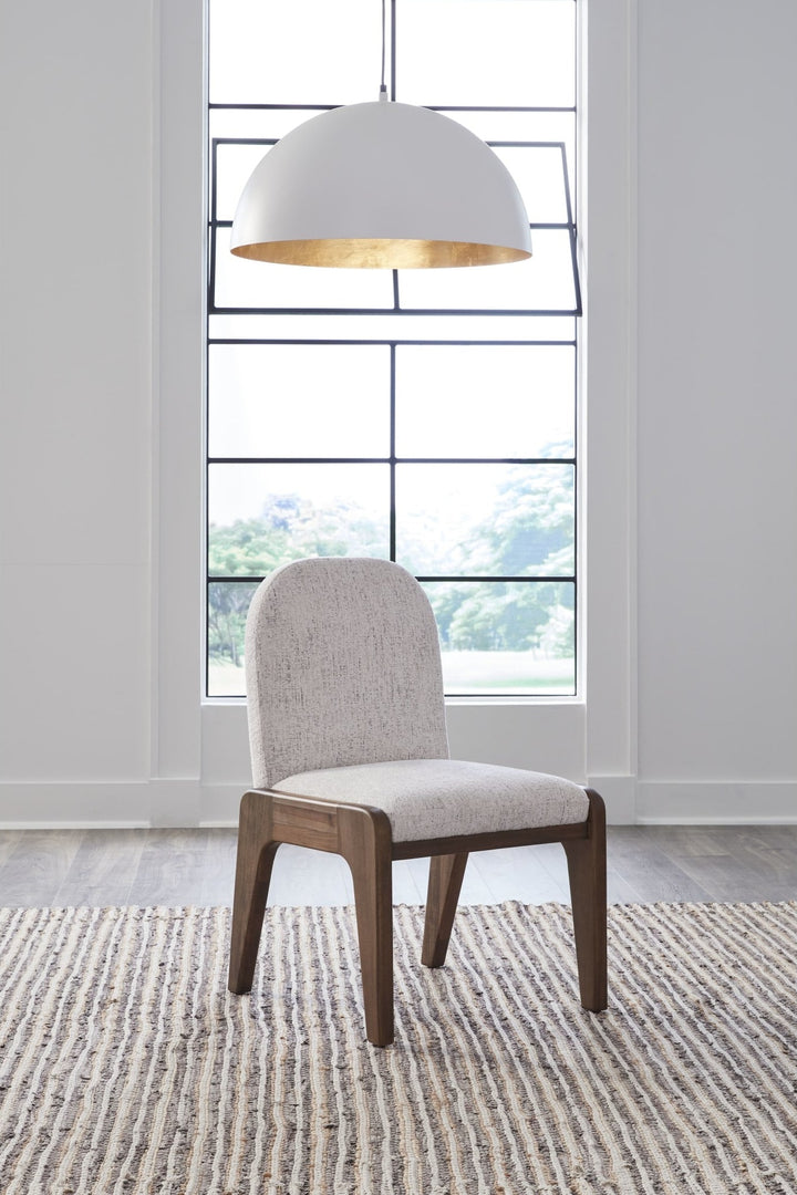 Xolani Chenille Upholstered Dining Chair in Chinchilla and Impala — lifestyle photo