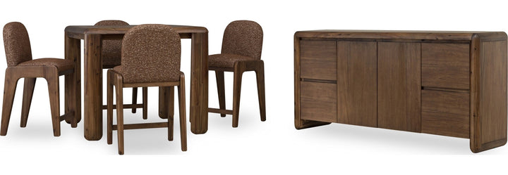 Xolani Chenille Upholstered Dining Chair in Chinchilla and Impala — product view on a white background
