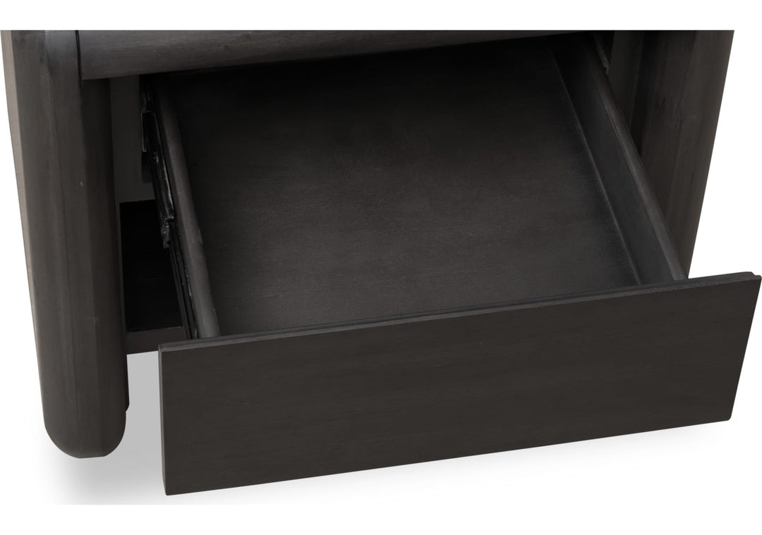 Xolani One Drawer Nightstand in Jaguar — with drawers open