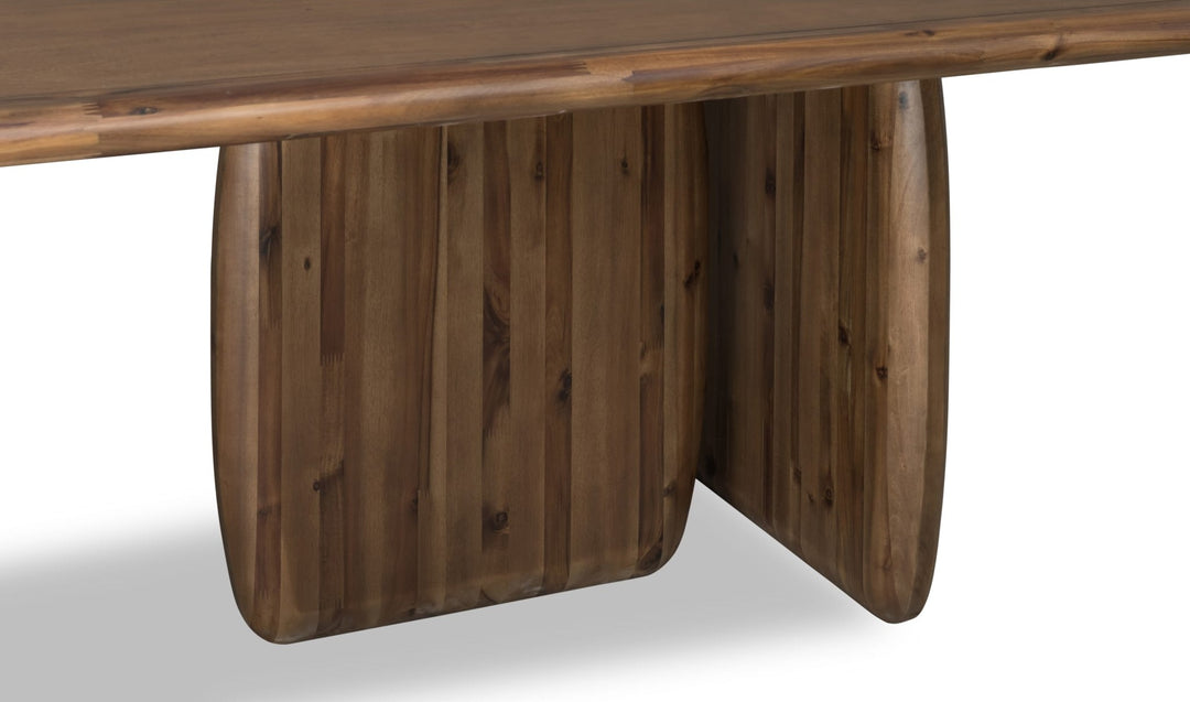 Xolani Pedestal Dining Table in Impala — lifestyle photo