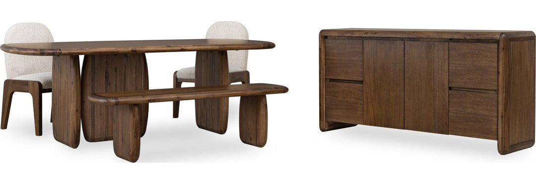 Xolani Pedestal Dining Table in Impala — product view on a white background