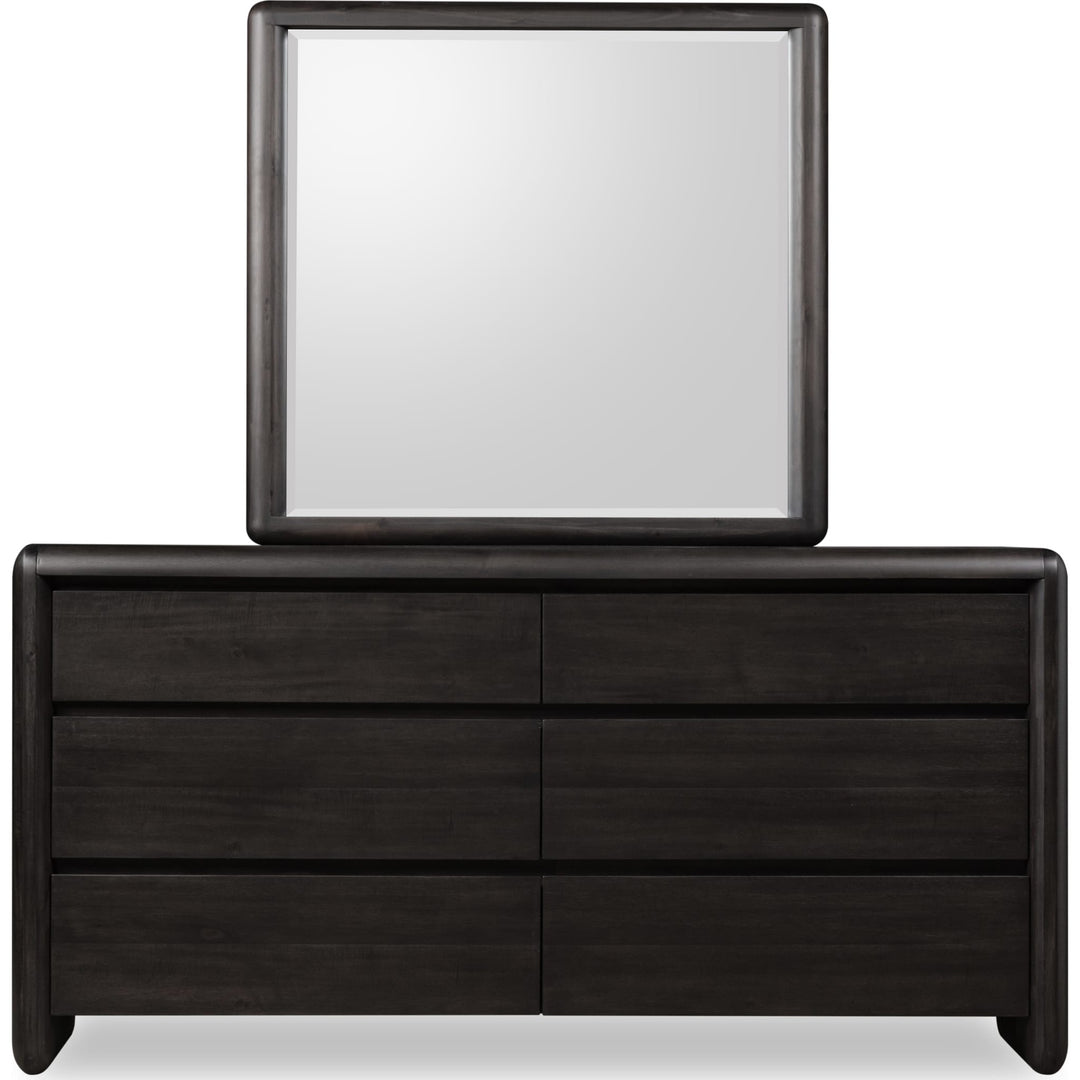 Xolani Six Drawer Dresser in Jaguar — on a white background with the matching mirror (sold separately)