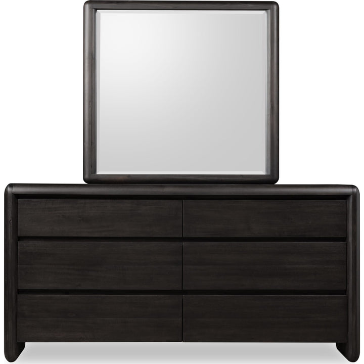Xolani Six Drawer Dresser in Jaguar — on a white background with the matching mirror (sold separately)