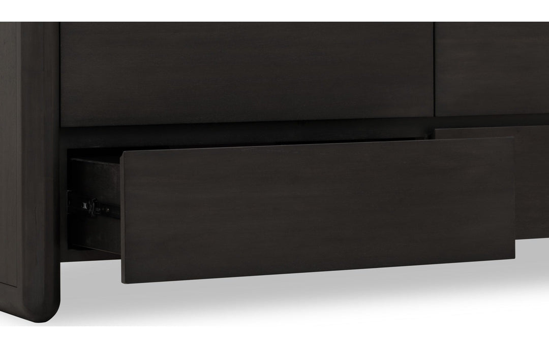 Xolani Six Drawer Dresser in Jaguar — with drawers open