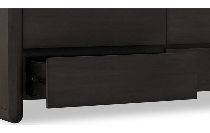Xolani Six Drawer Dresser in Jaguar — with drawers open