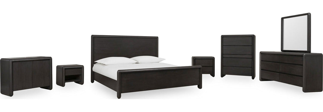 Xolani Six Drawer Dresser in Jaguar — shown with the matching bedroom group (sold separately)