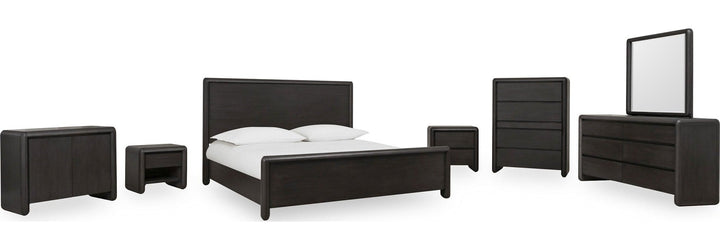 Xolani Six Drawer Dresser in Jaguar — shown with the matching bedroom group (sold separately)
