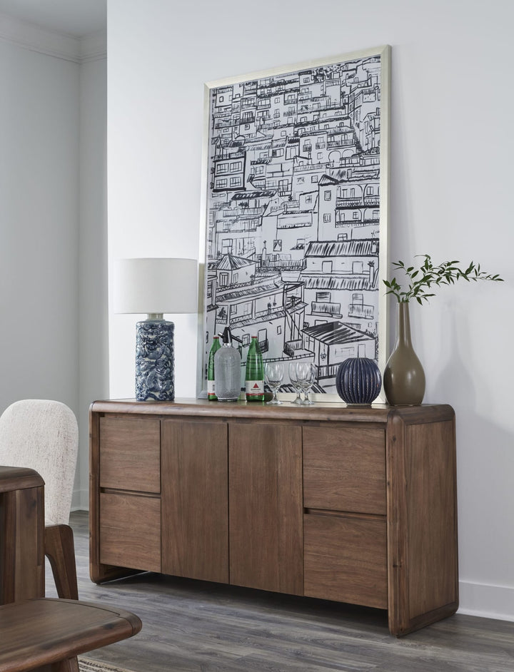 Xolani Two Door Four Drawer Sideboard in Impala — lifestyle photo