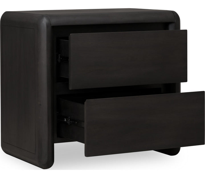 Xolani Two Drawer Nightstand in Jaguar — with drawers open