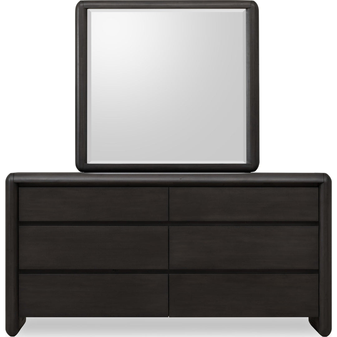 Xolani Wall or Dresser Mirror in Jaguar — on a white background, mounted on the matching dresser (sold separately)
