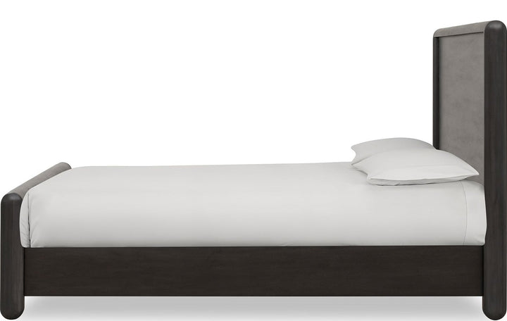 Xolani Wood Platform Bed in Jaguar — white background, side profile