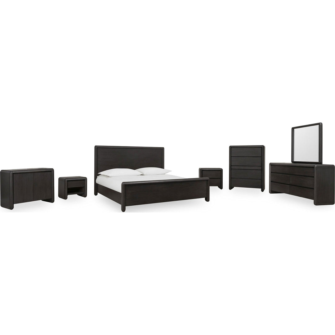 Xolani Wood Platform Bed in Jaguar — shown with the Xolani bedroom group — white background