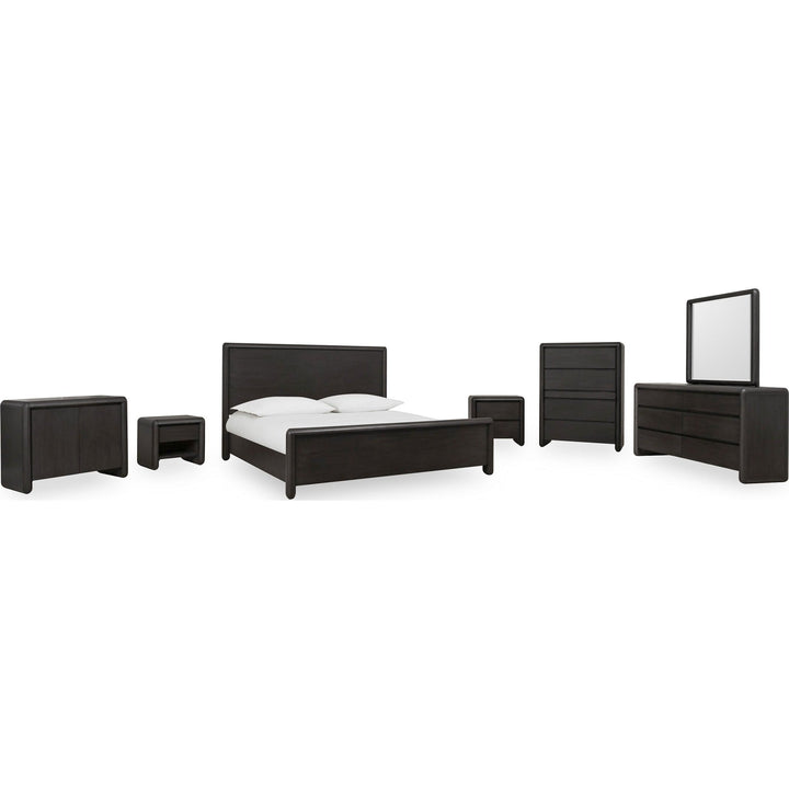 Xolani Wood Platform Bed in Jaguar — shown with the Xolani bedroom group — white background