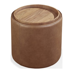 Yeal Upholstered Storage End Table with Tray Top by Modus in Buckeye and Sahara — product view on a white background