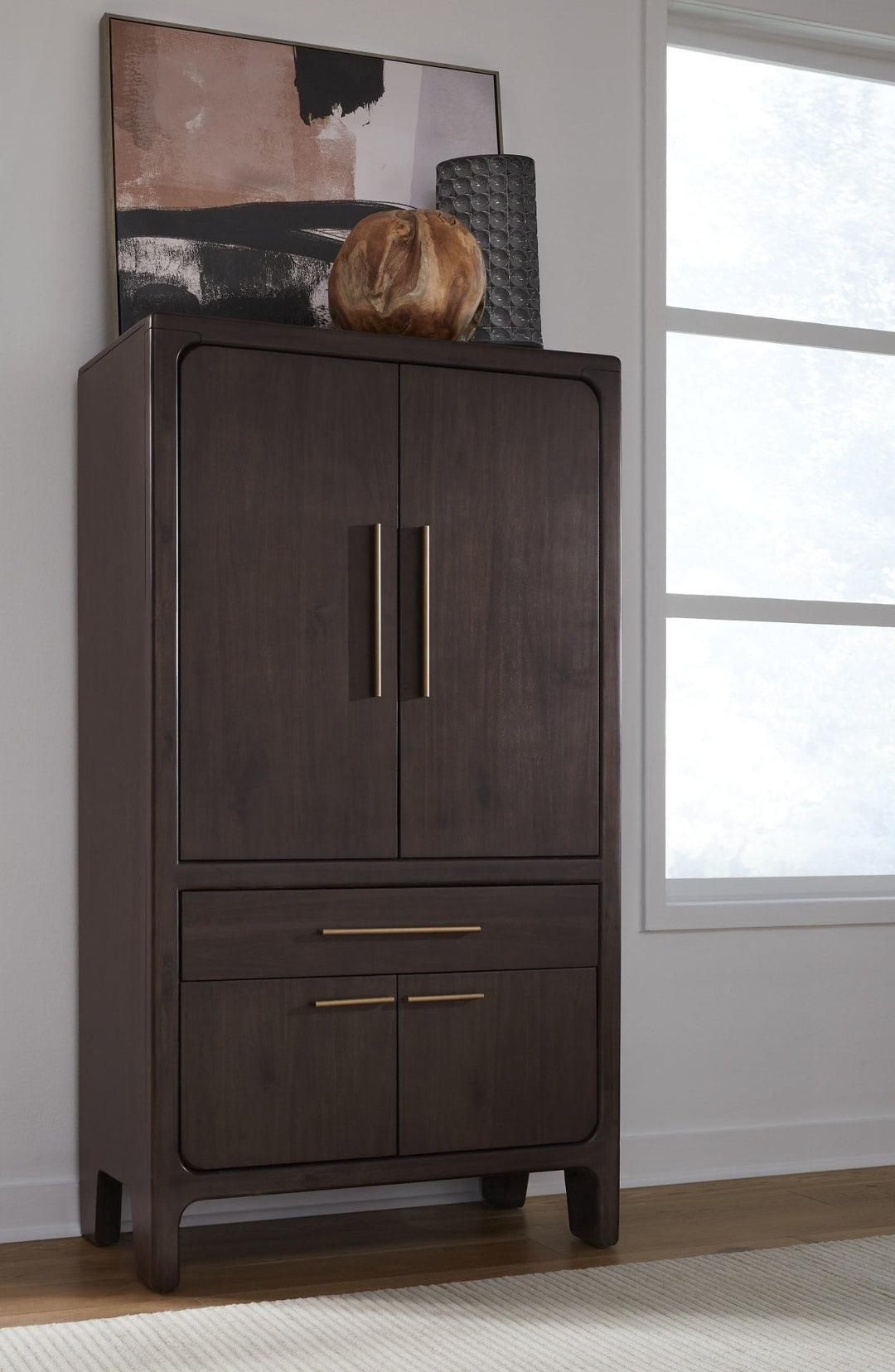 Zamba Bar Cabinet in Jaguar — lifestyle photo