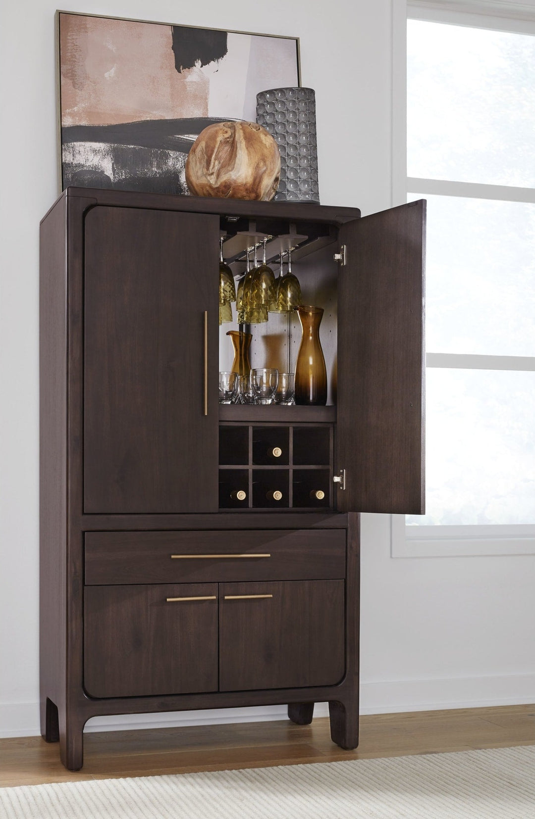 Zamba Bar Cabinet in Jaguar — lifestyle photo