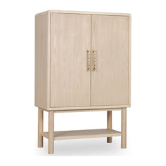 Zinnia Bar Cabinet by Modus in White Sand — product view on a white background