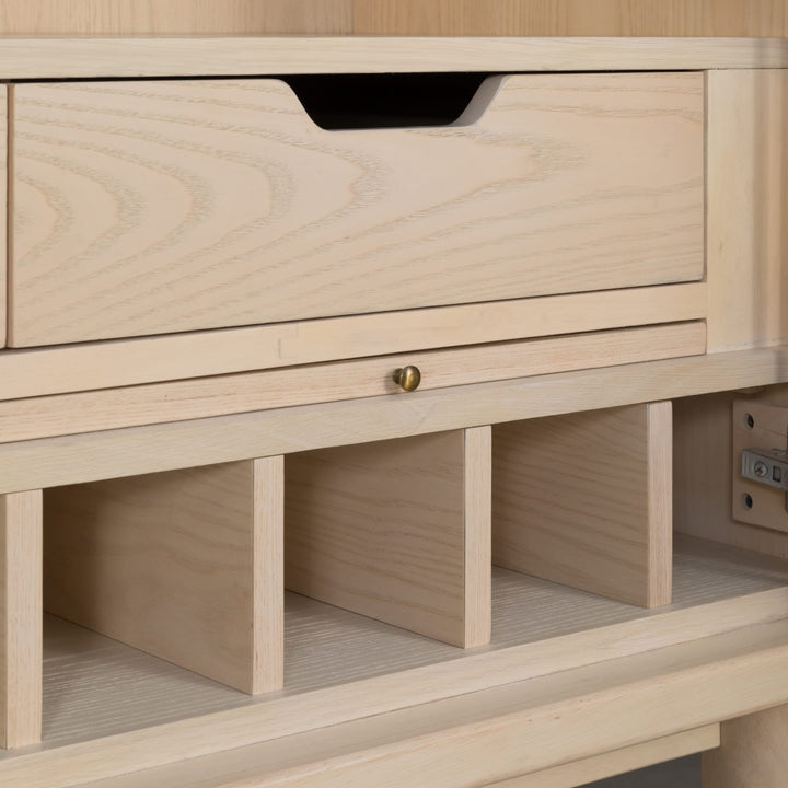 Zinnia Bar Cabinet in White Sand — lifestyle photo