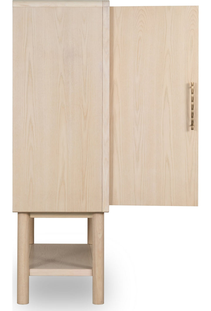 Zinnia Bar Cabinet in White Sand — product view on a white background