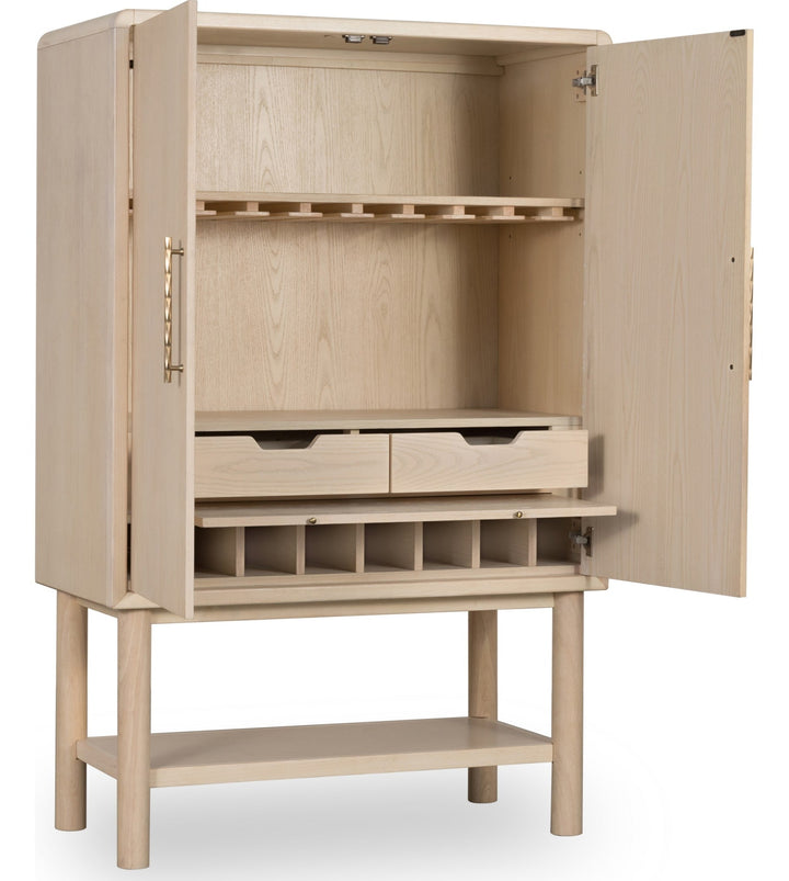 Zinnia Bar Cabinet in White Sand — product view on a white background
