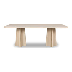Zinnia Double Pedestal Dining Table by Modus in White Sand — product view on a white background