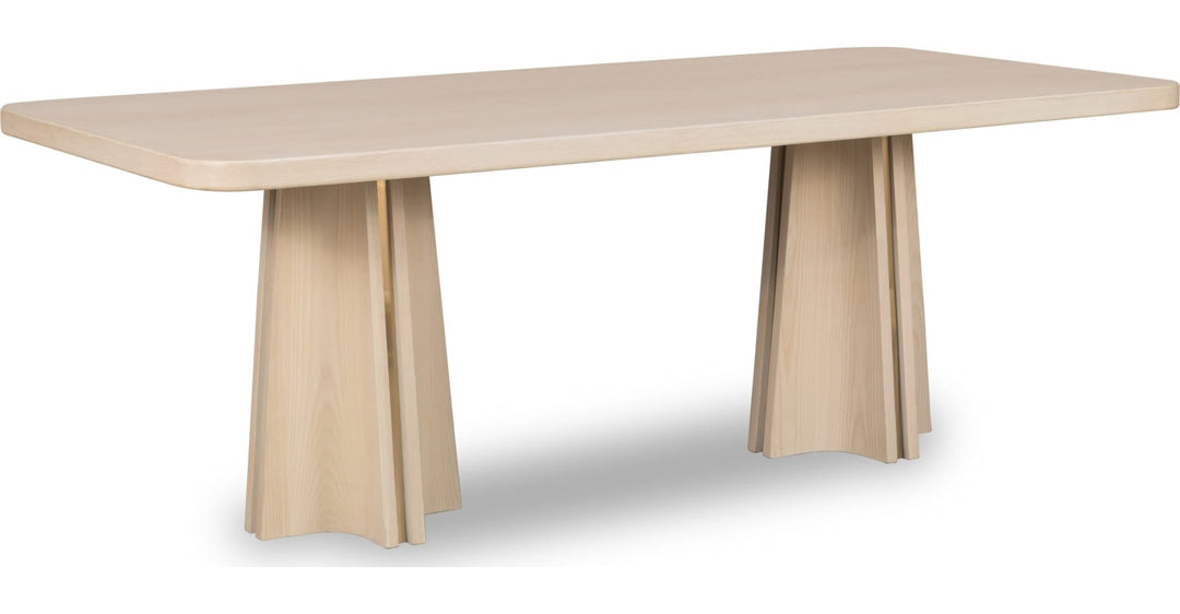 Zinnia Double Pedestal Dining Table in White Sand — product view on a white background