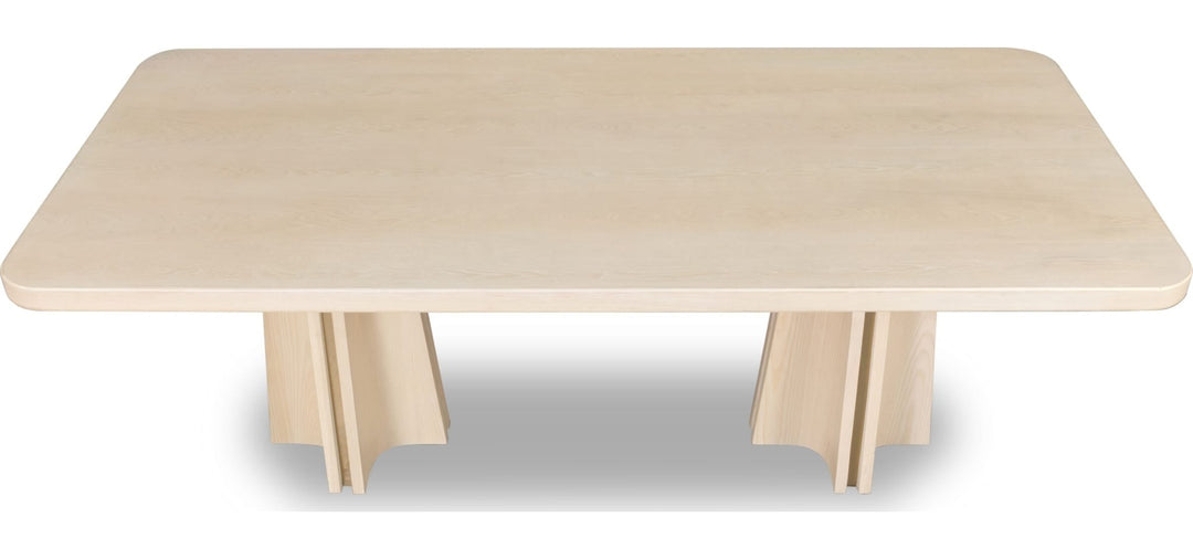 Zinnia Double Pedestal Dining Table in White Sand — product view on a white background