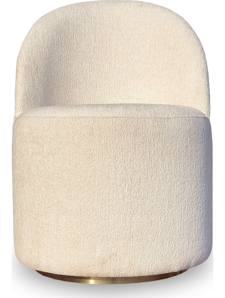 Zinnia Fully Upholstered Swivel Dining Chair in Dune Chenille — product view on a white background
