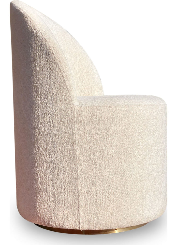 Zinnia Fully Upholstered Swivel Dining Chair in Dune Chenille — product view on a white background