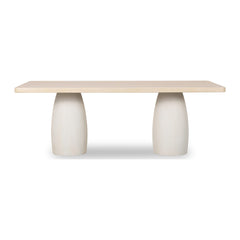Zinnia Plaster Base Dining Table by Modus in White Sand and Ivory — product view on a white background