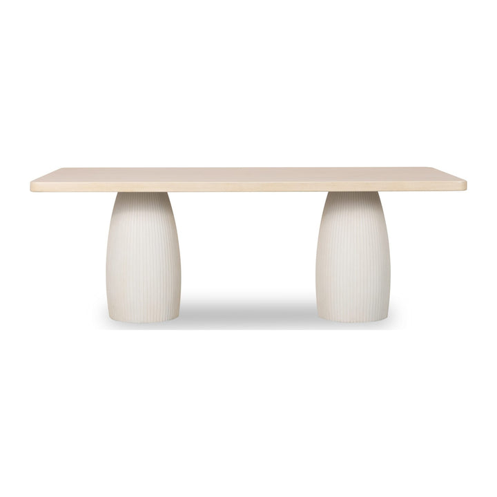 Zinnia Plaster Base Dining Table by Modus in White Sand and Ivory — product view on a white background