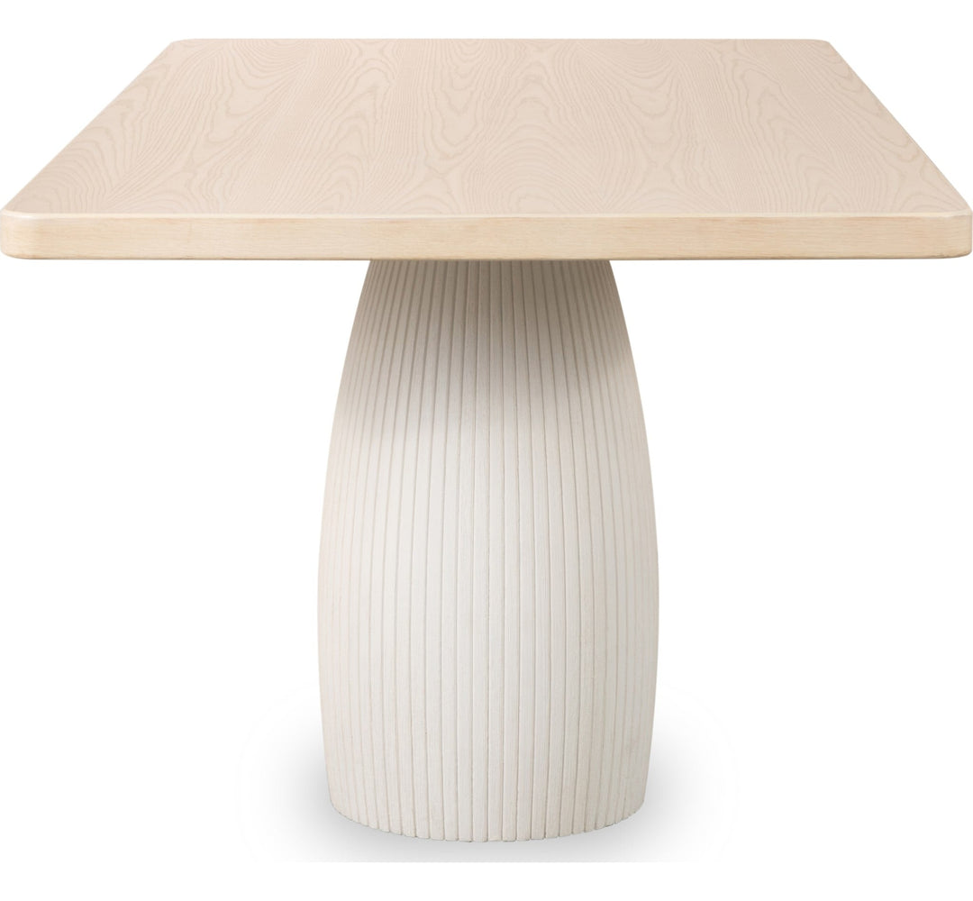 Zinnia Plaster Base Dining Table in White Sand and Ivory — product view on a white background