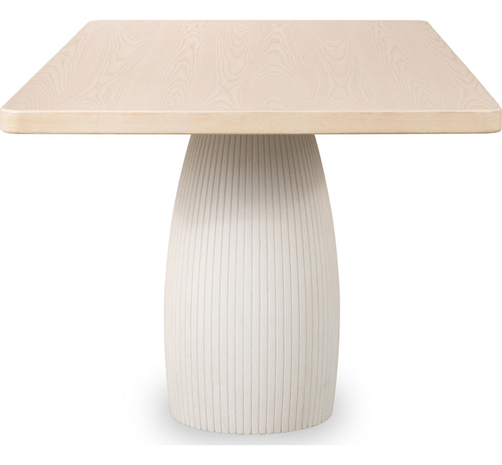 Zinnia Plaster Base Dining Table in White Sand and Ivory — product view on a white background