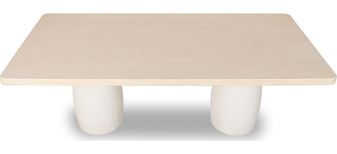 Zinnia Plaster Base Dining Table in White Sand and Ivory — product view on a white background