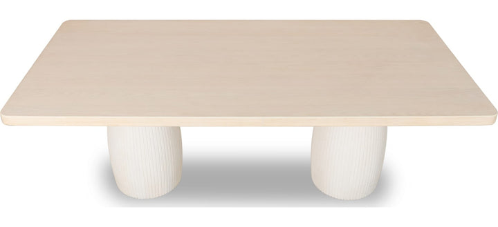 Zinnia Plaster Base Dining Table in White Sand and Ivory — product view on a white background